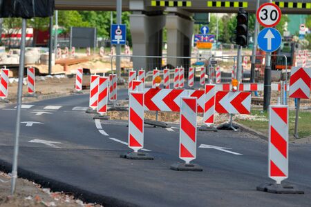 Road construction in the cityの写真素材