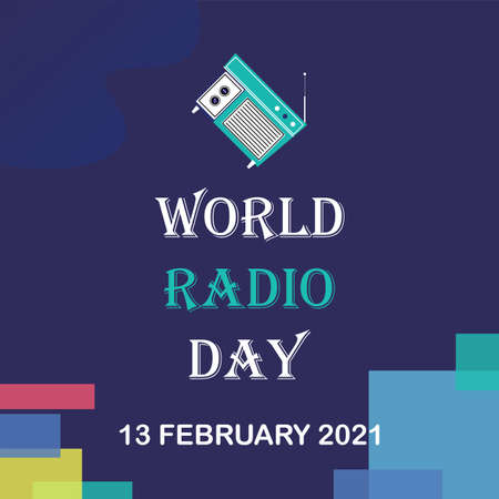 World Radio Day Vector Illustration. February 13th, for poster, background.のイラスト素材
