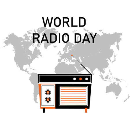 World Radio Day Vector Illustration. February 13th, for poster, background.のイラスト素材