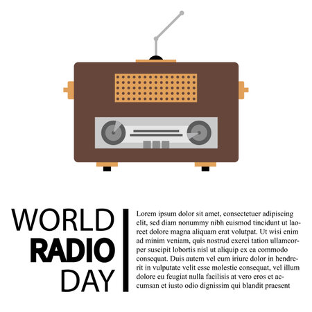 World Radio Day Vector Illustration. February 13th, for poster, background.のイラスト素材