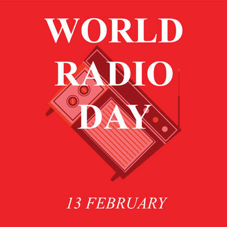 World Radio Day Vector Illustration. February 13th, for poster, background.のイラスト素材