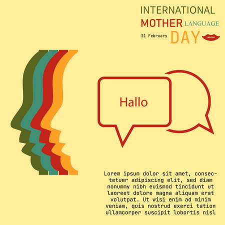 International Mother Language Day, which is held annually, on February 21. Suitable for backdrops, posters, annual events.のイラスト素材
