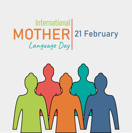 International Mother Language Day, which is held annually, on February 21. Suitable for backdrops, posters, annual events.のイラスト素材