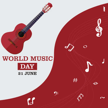 World music day vector template. Design for banner, greeting card, poster, background or print.のイラスト素材