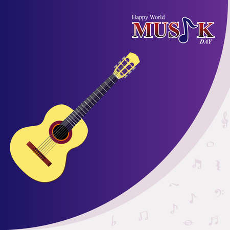 World music day vector template. Design for banner, greeting card, poster, background or print.のイラスト素材