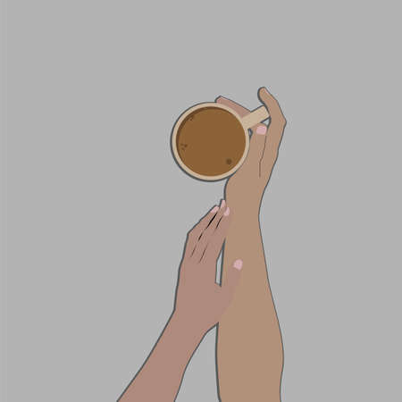 vector illustration, a pair of hands holding a drinkのイラスト素材