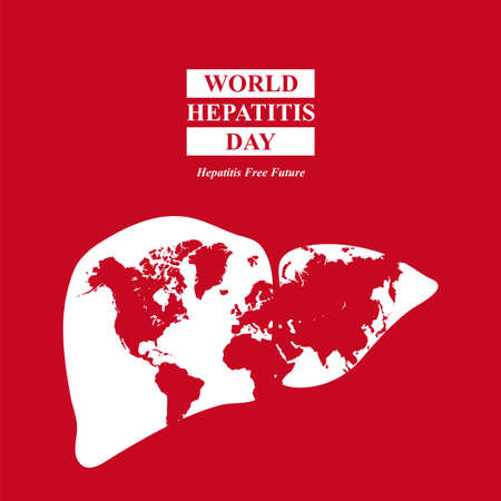 Vector illustration of World Hepatitis Day, with the concept of using a world map, suitable for posters, greeting cards, backgrounds. easy to edit, eps 10のイラスト素材