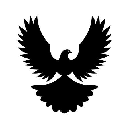 Vector illustration, silhouette dove Logo Template, isolated on white backgroundのイラスト素材