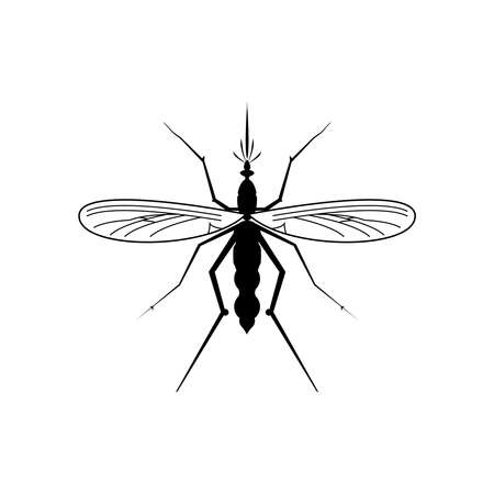 Silhouette Mosquito Vector Illustration isolated on a white background, suitable for symbols, iconsのイラスト素材