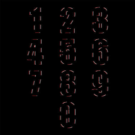 Vector Numbers, dynamic flat design broken style with red and white colors for design elements suitable for logos, corporate identities, applications, creative posters.のイラスト素材