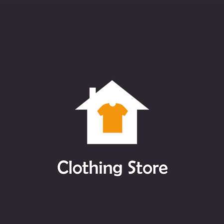 Logo Template Simple clothing store design formed from a home icon and a clothing icon. vector illustration,のイラスト素材