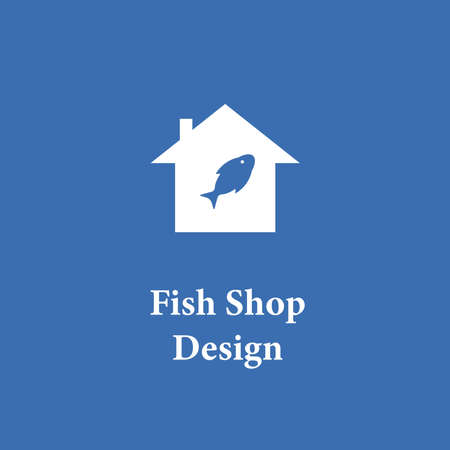 Simple Fish Shop Design Logo Template formed of house icon and Fish icon. vector illustration.のイラスト素材