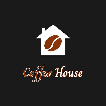 Simple Coffee Shop Design Logo Template formed of a home icon and a Coffee icon. vector illustration.のイラスト素材