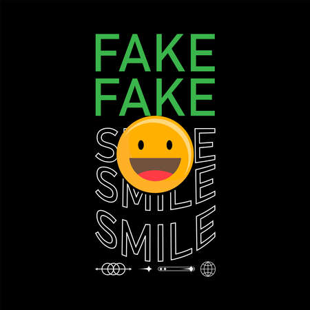 FAKE SMILE vintage streetwear fashion division, suitable for clothing designs, icons, logos, stickers. vector eps 10のイラスト素材