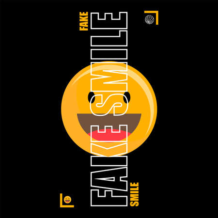 FAKE SMILE vintage streetwear fashion division, suitable for clothing designs, icons, logos, stickers. vector eps 10のイラスト素材