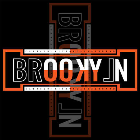 BROOKYLN lettering isolated on a black background. Perfect for Icons, Logos, Symbols, Signs, clothing designs, posters, Stickers, street style vintage.のイラスト素材