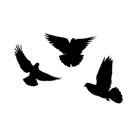 Three Pigeons Silhouette suitable for icons, logos. simple design silhouette set vector eps 10のイラスト素材