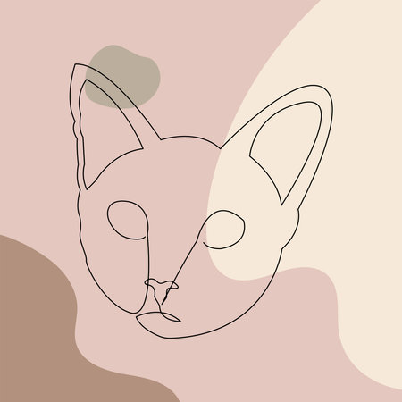 Cat's Head in Line Art design style. perfect for Social Media Templates, Wall Art, Posters. Vector Illustration.のイラスト素材