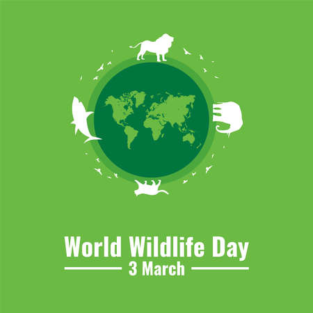 World Wildlife Day. Templates for background, banner, card, poster with text inscription. Simple design vector illustrationのイラスト素材