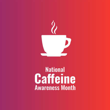 Cup Icon with Smoke. National Caffeine Awareness Month poster design concept. Vector Illustrationのイラスト素材
