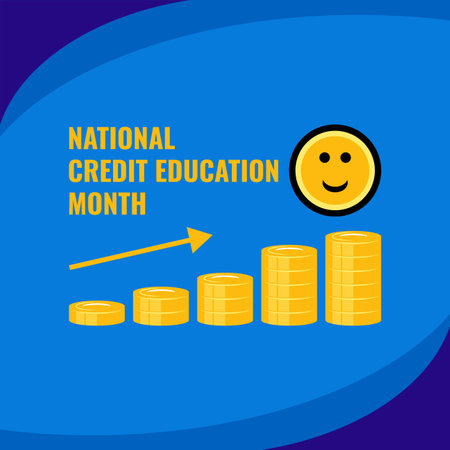 National Credit Education Month, Poster or banner design on blue background. Simple vector illustration.のイラスト素材