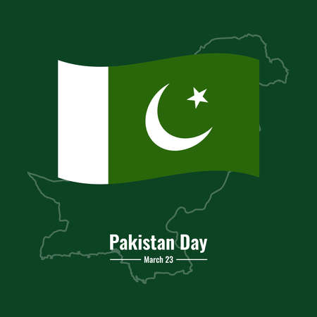 Pakistan flag vector and Pakistan folder, Pakistan Day Design Concept, suitable for social media post templates, posters, greeting cards, banners, backgrounds, brochures. Vector Illustrationのイラスト素材