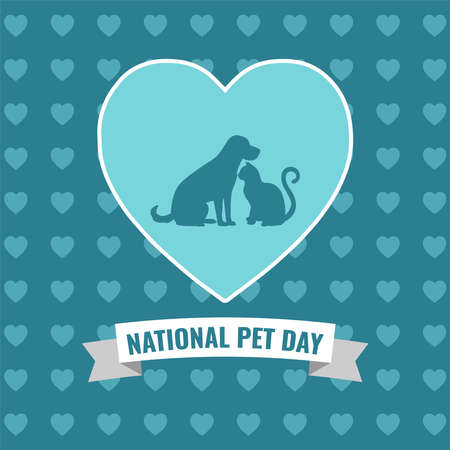 Dog, Cat and Heart Vector Icons, National pet day  Vector Illustrationのイラスト素材