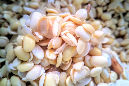 close up of garlic in the market, shallow depth of field.