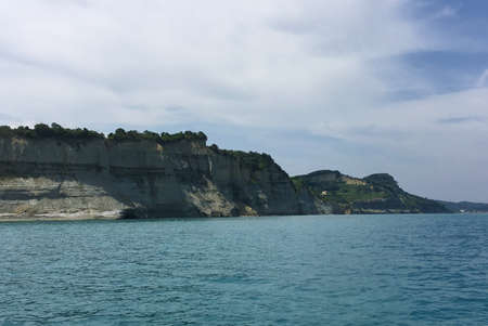 the coast of the island of Corfu in Greece impresses with a beautiful landscapeの写真素材