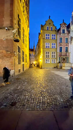 Gdansk Poland January 8, 2022. The old town - historic buildings on Dluga Street and Dlugi Targ...