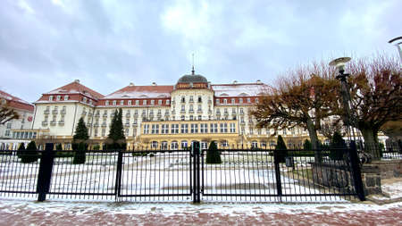 Sopot, Pomorskie Voivodeship, January 8, 2022. Interesting historical view of the Sofitel Grand Sopot Hotelのeditorial素材