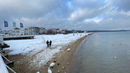 Sopot, Pomeranian Voivodeship January 8, 2022. Interesting historical view of Hotel Sharaton Sopot and Hotel Sofitel Grand Sopotのeditorial素材