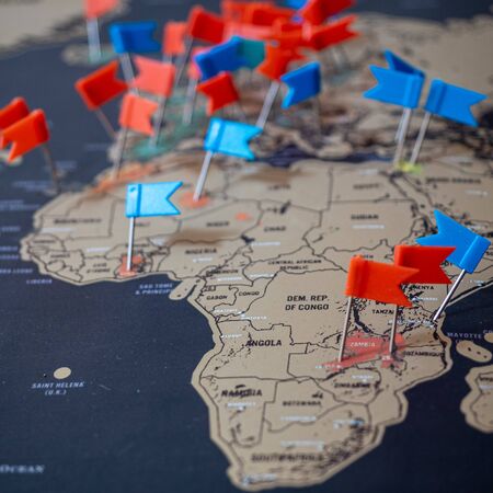Map of Africa with little flagsの写真素材