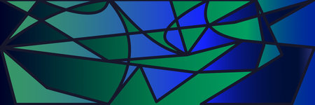 Vector. Abstract background with triangles and other forms. Black lines, blue and green gradientのイラスト素材