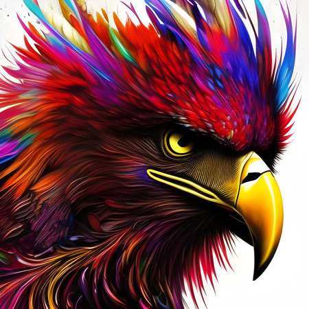Colorful portrait of a bird of prey. Generative AI.の素材