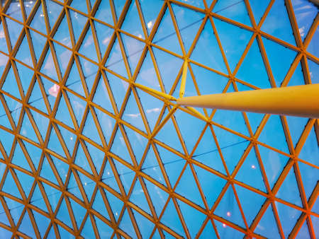 Warsaw June 28 2018 look up to roof in Zlote Tarasy shopping mallのeditorial素材