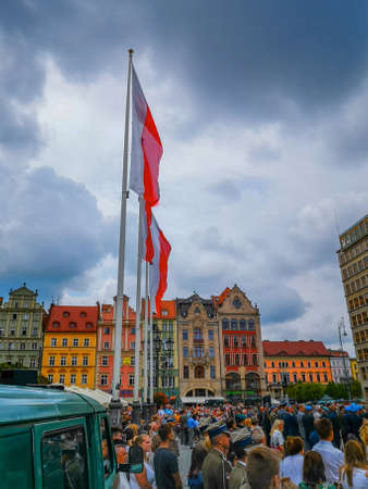 Wroclaw August 15 2018 Polish troops festival on market squareのeditorial素材