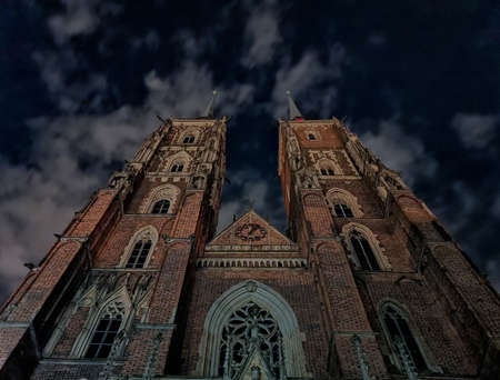 Wroclaw July 10 2018 Cathedral towers in Ostrow Tumski squareのeditorial素材