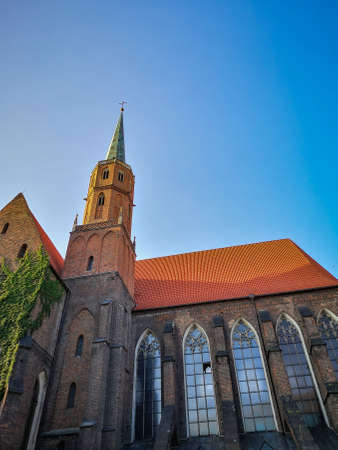 Wroclaw July 31 2018 Side with tower of cathedral buildingのeditorial素材