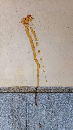 Large Coffee stain on light building wallの写真素材