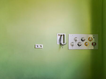 Oxygen and vacuum void connectors in old abandoned hospital roomの写真素材