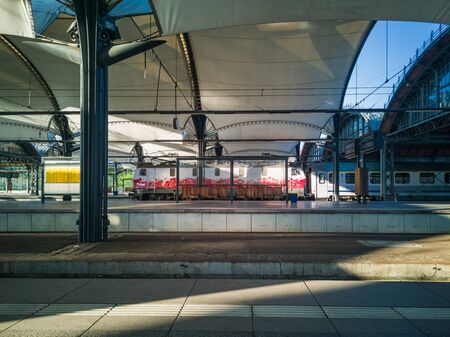 Wroclaw Poland May 19 2019 White and red wrapped train at platform