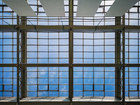 Glassy transparent ceiling of hall building