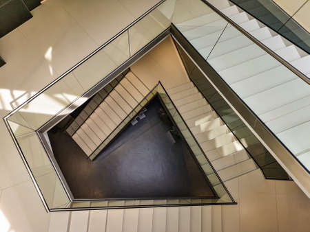 Poznan June 23 2019 Downward view to triangle spiral staircaseのeditorial素材