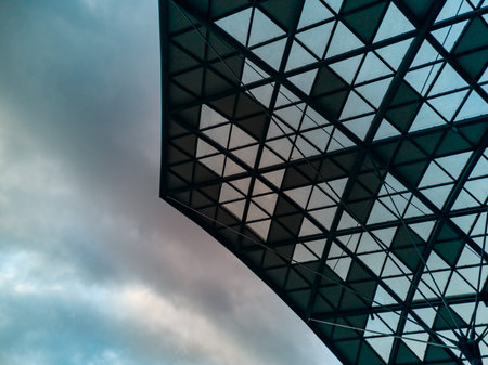 Lodz, Poland - February 21 2020 Part of ceiling of Lodz Fabryczna railway stationのeditorial素材
