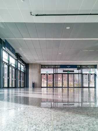 Lodz, Poland - February 22 2020 Interior of Lodz Fabryczna railway stationのeditorial素材
