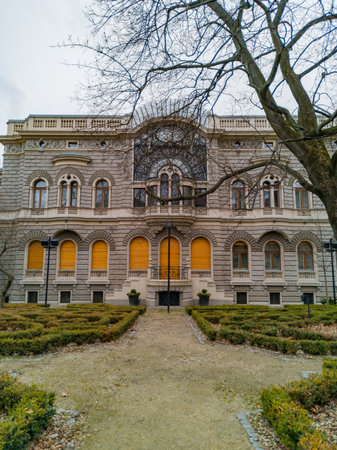 Lodz, Poland - February 23 2020 Facade of Music Academy in Lodzのeditorial素材