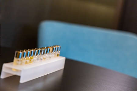 Wroclaw, Poland - March 7 2020 Small vials of luxury cosmeticsのeditorial素材