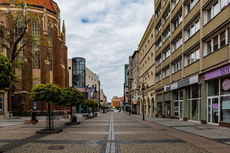 Wroclaw, Poland - May 03 2020: Long Swidnicka street near market square at cloudy dayのeditorial素材