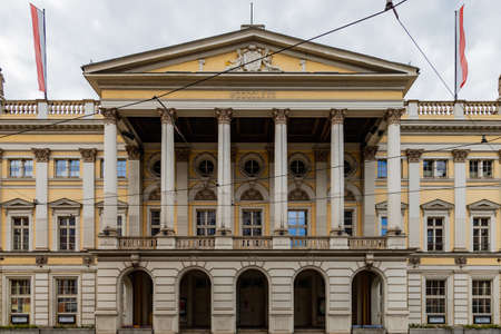 Wroclaw, Poland - May 03 2020: Facade of historic opera house with elegant detailsのeditorial素材